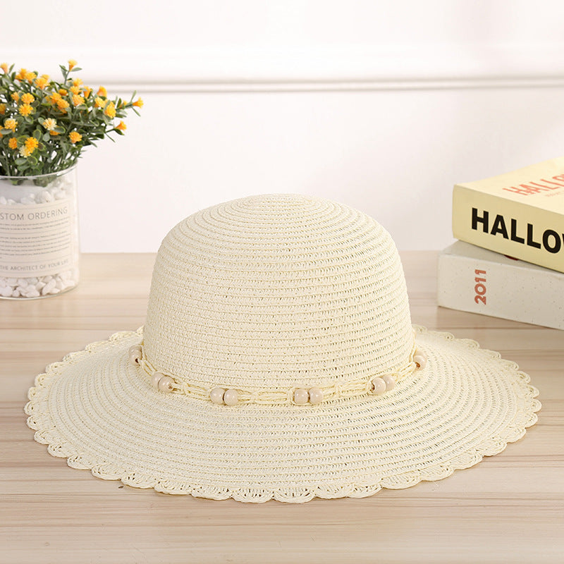 Outdoor Sunscreen Hat Sun Hat Beaded Lace Straw Hat Cool Hat