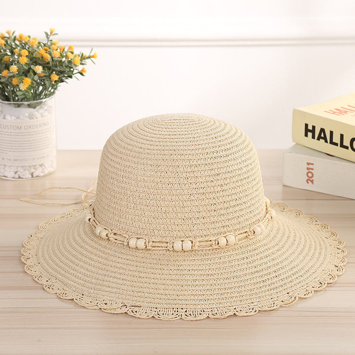 Outdoor Sunscreen Hat Sun Hat Beaded Lace Straw Hat Cool Hat