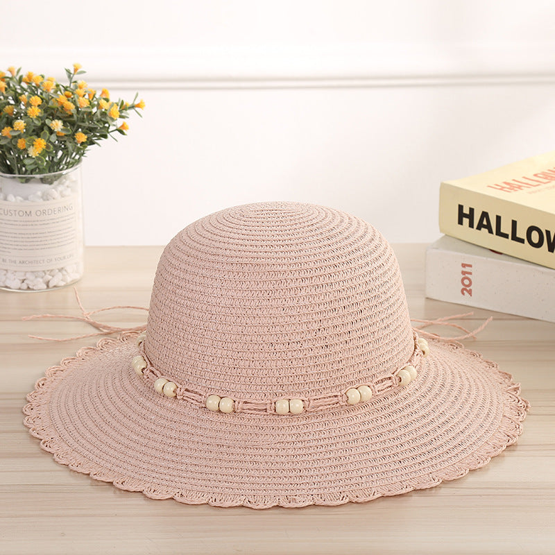 Outdoor Sunscreen Hat Sun Hat Beaded Lace Straw Hat Cool Hat