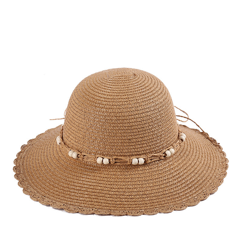 Outdoor Sunscreen Hat Sun Hat Beaded Lace Straw Hat Cool Hat