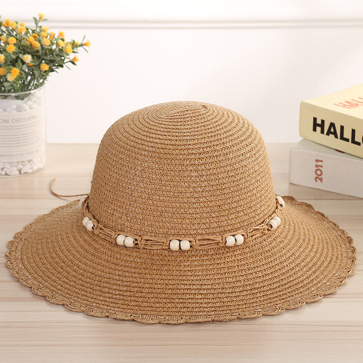 Outdoor Sunscreen Hat Sun Hat Beaded Lace Straw Hat Cool Hat