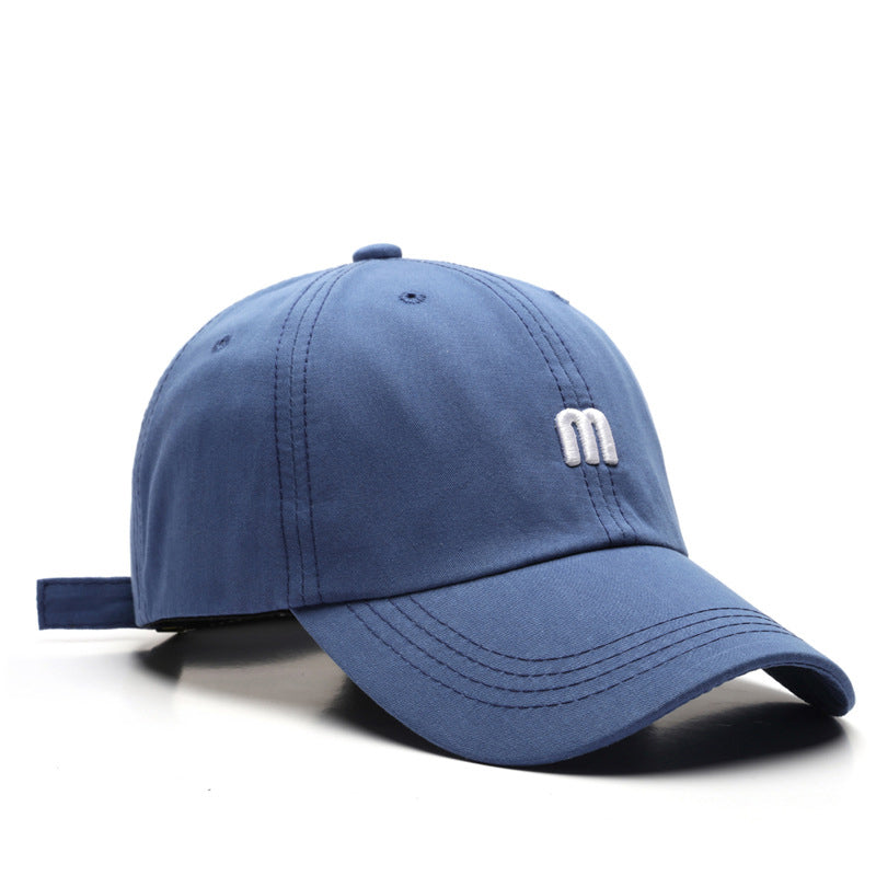 Hat M letter embroidered peak cap men's wild curved brim cotton soft top sun hat fashion simple female baseball cap