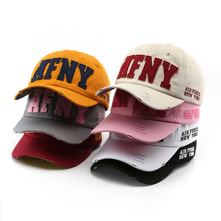 Letter embroidery curved brim baseball cap female sun protection sun visor male outdoor travel cap