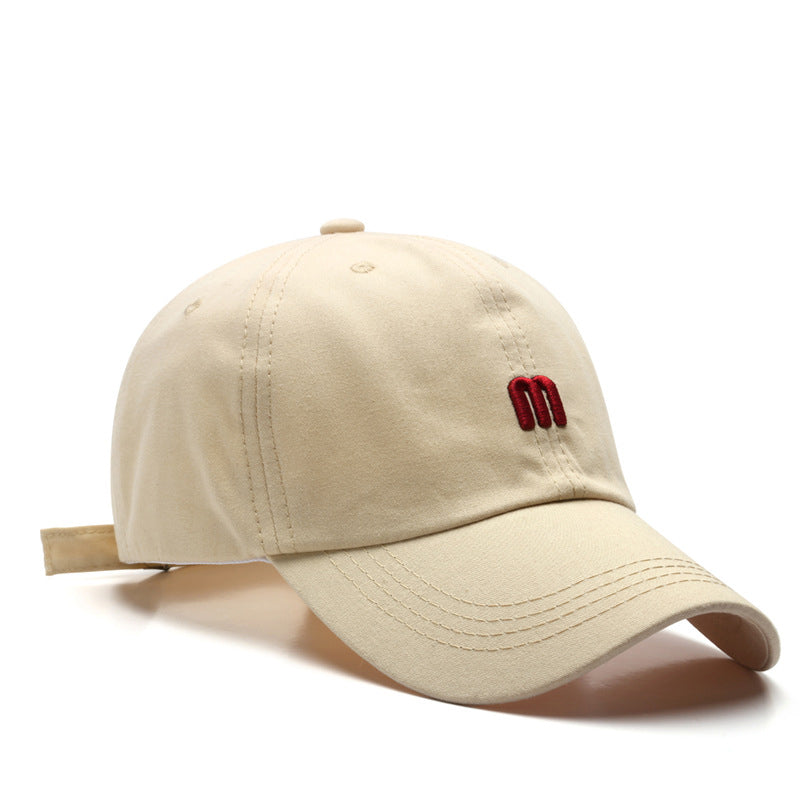 Hat M letter embroidered peak cap men's wild curved brim cotton soft top sun hat fashion simple female baseball cap