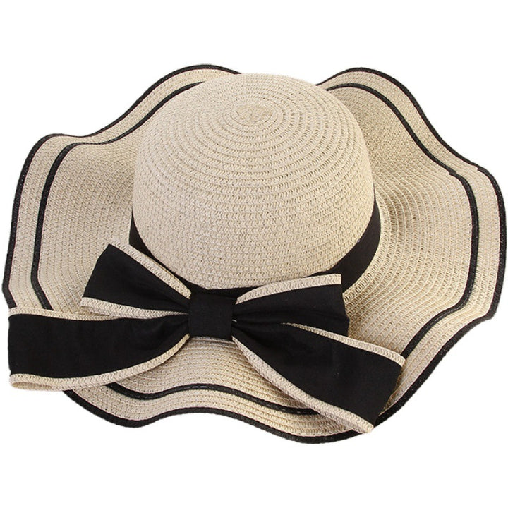 Summer big brim hat wave edge bowknot straw hat ladies beach sunshade