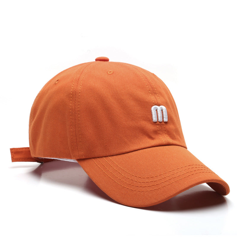 Hat M letter embroidered peak cap men's wild curved brim cotton soft top sun hat fashion simple female baseball cap