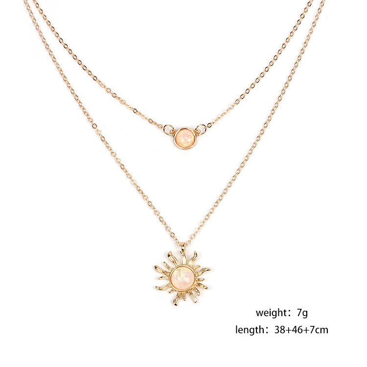 Multilayer Sunflower Opal Clavicle Chain