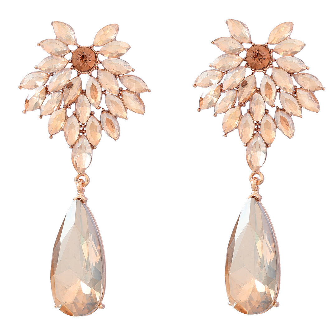 Full diamond floral exaggerated drop-shaped acrylic earrings