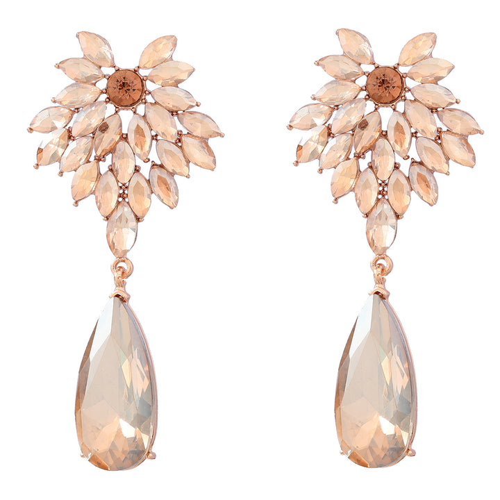 Full diamond floral exaggerated drop-shaped acrylic earrings