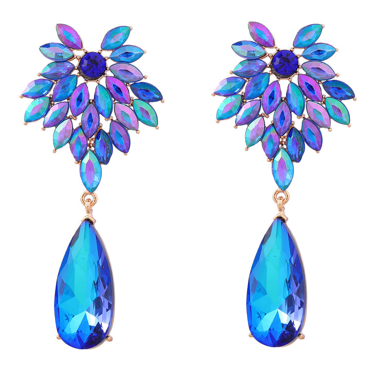 Full diamond floral exaggerated drop-shaped acrylic earrings