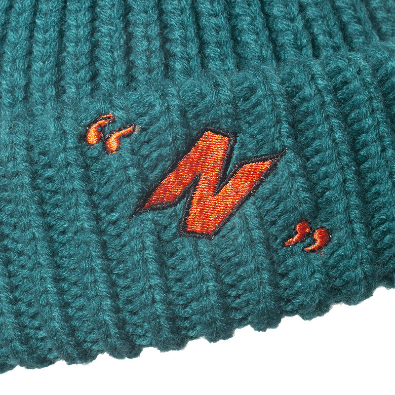 Thick warm knitted melon leather hat