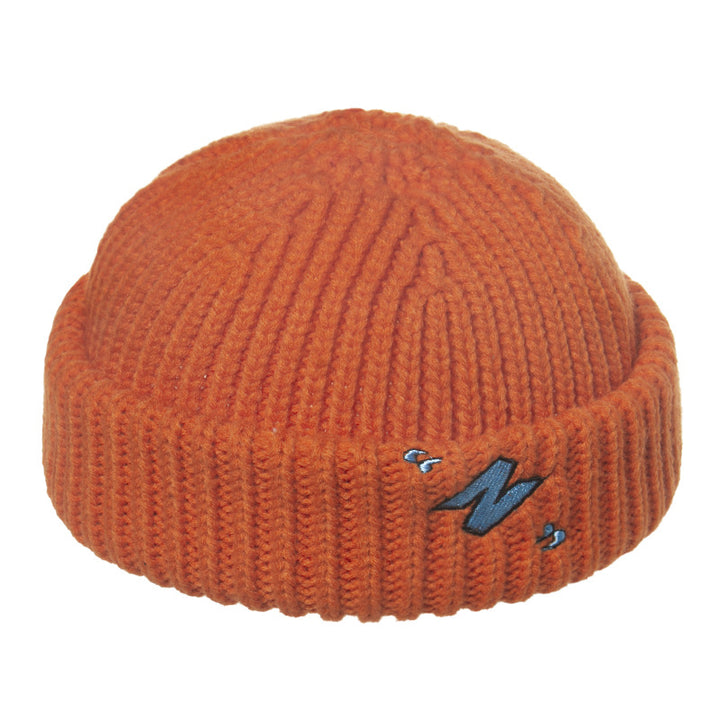 Thick warm knitted melon leather hat