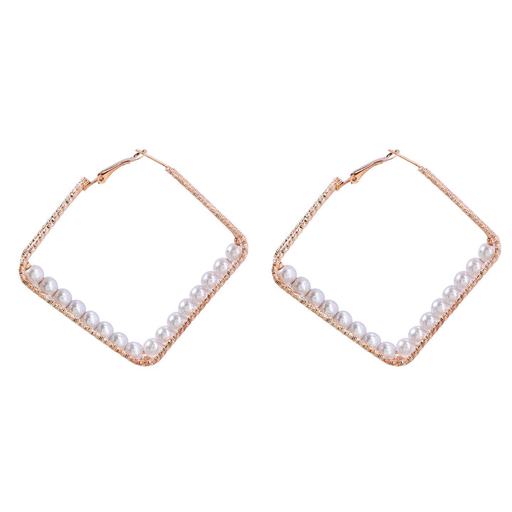 Gold and Pearl Metallic Geometric Earrings