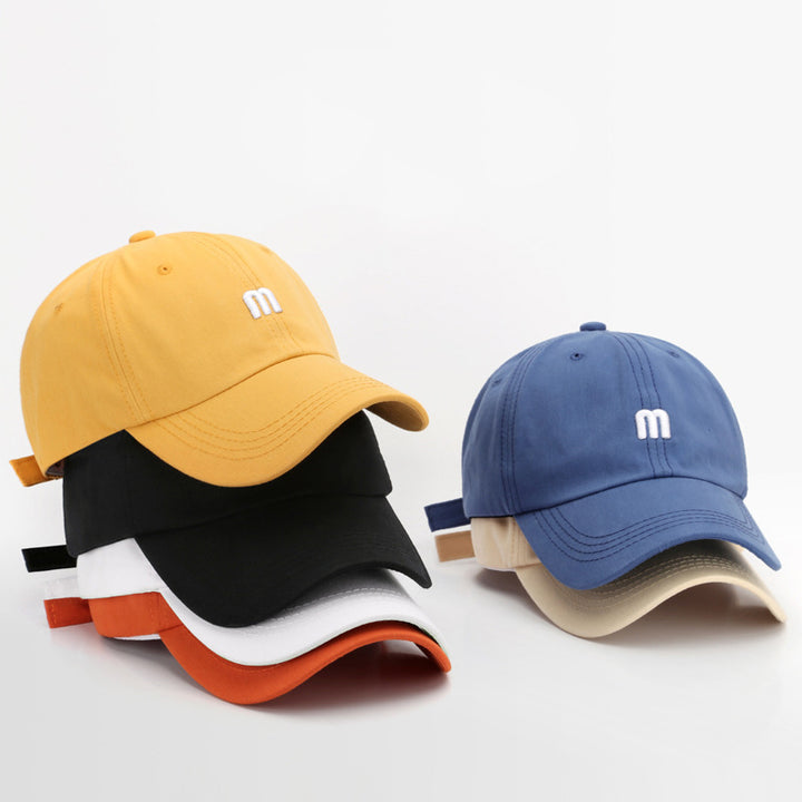 Hat M letter embroidered peak cap men's wild curved brim cotton soft top sun hat fashion simple female baseball cap