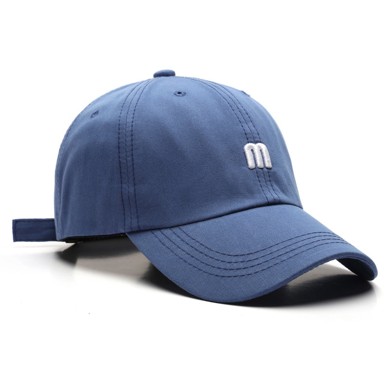 Hat M letter embroidered peak cap men's wild curved brim cotton soft top sun hat fashion simple female baseball cap