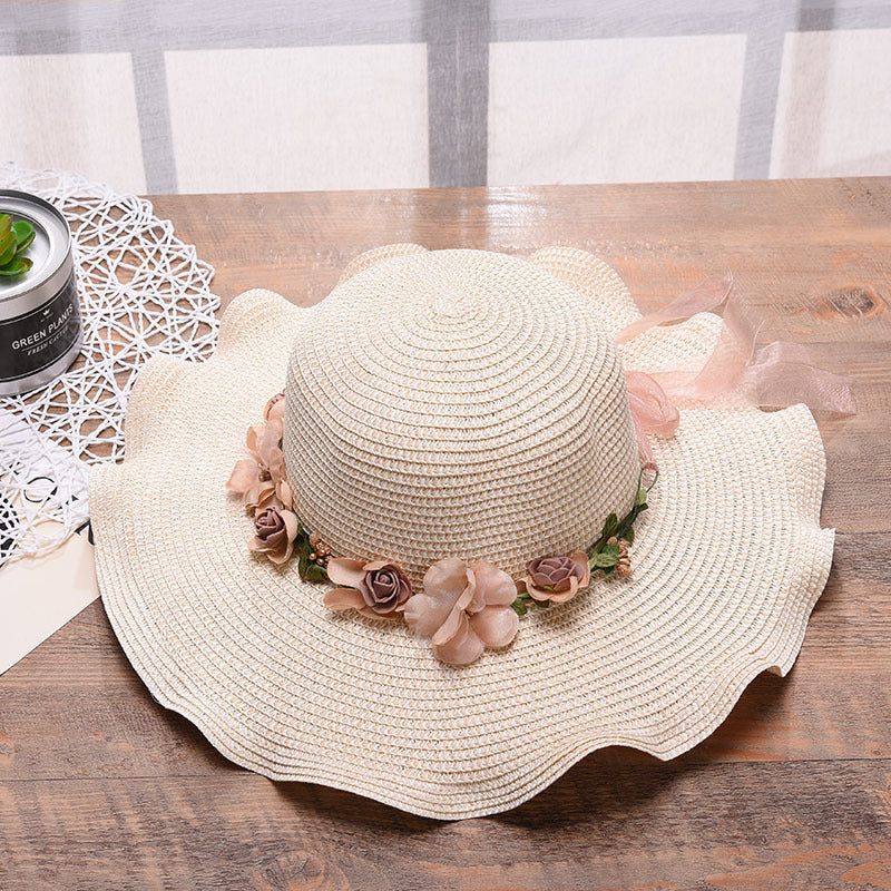 Ladies hat big wave flower sun visor beach outdoor sun hat