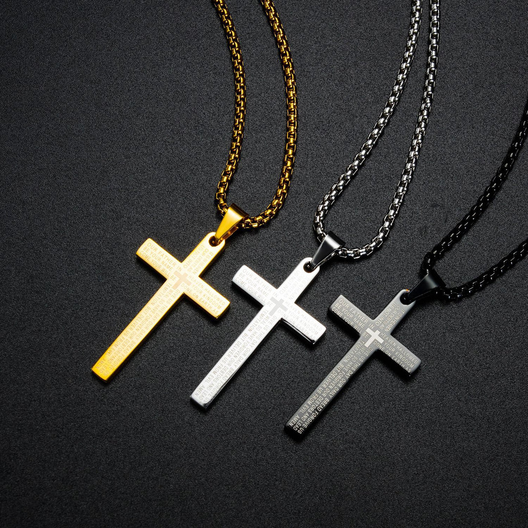 Vintage cross steel necklace