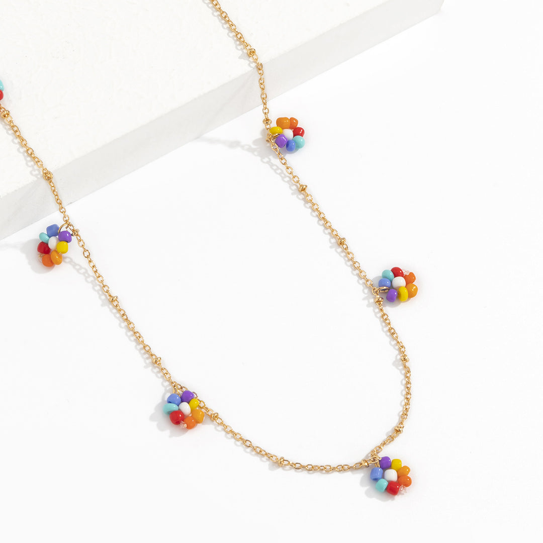 Beach holiday style colored rice beads flower waist chain for women