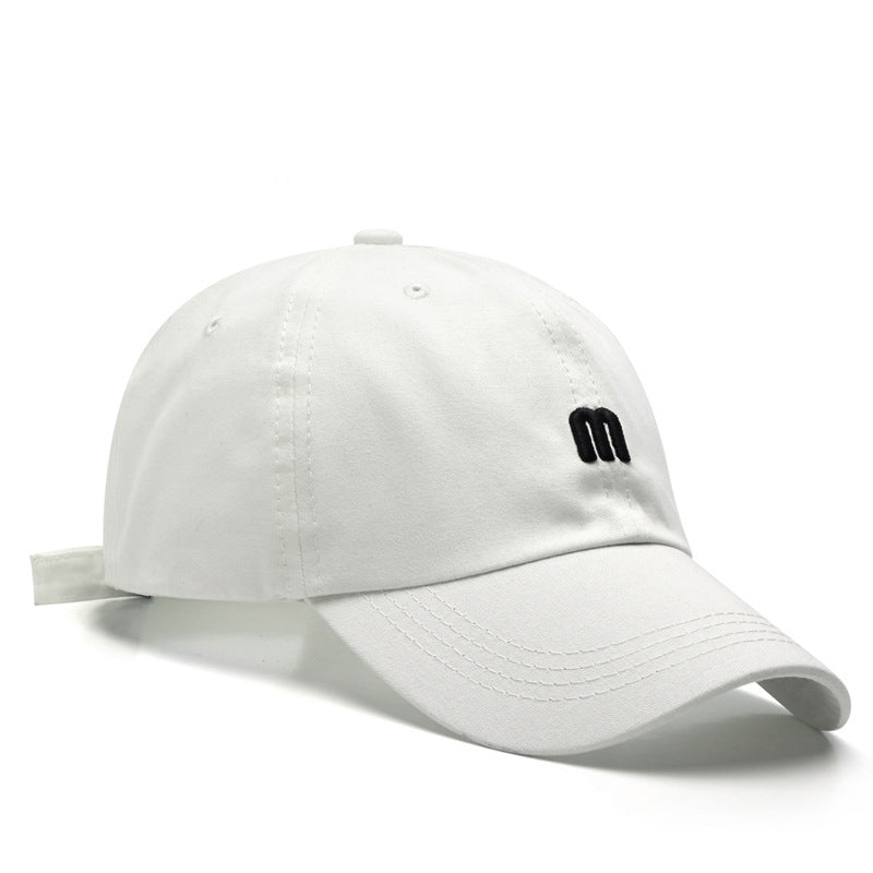 Hat M letter embroidered peak cap men's wild curved brim cotton soft top sun hat fashion simple female baseball cap