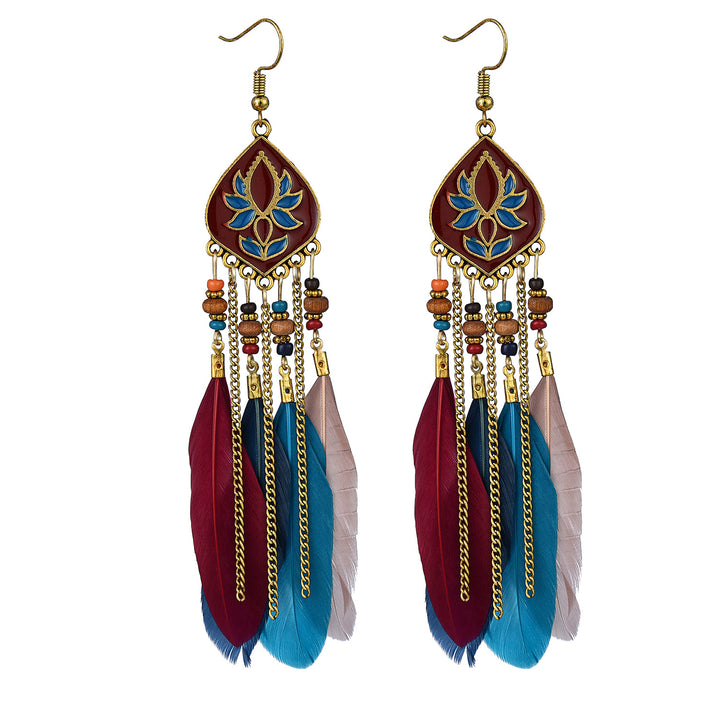 Creative personality drop line feather earrings