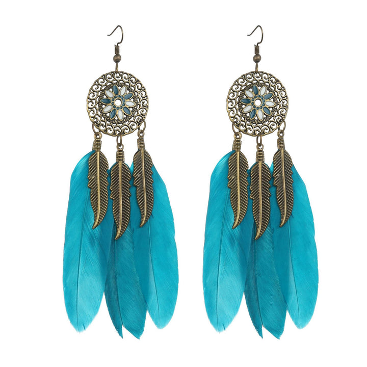 Creative personality drop line feather earrings