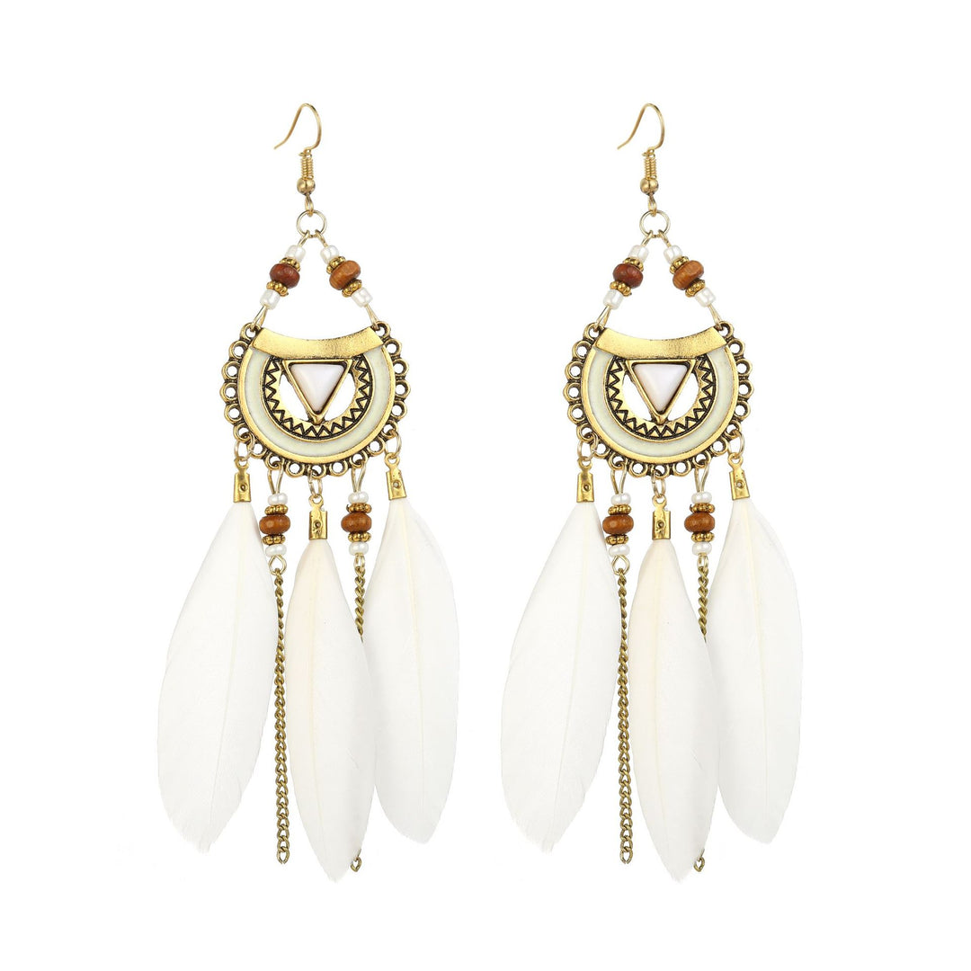 Creative personality drop line feather earrings