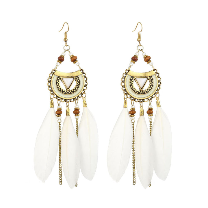 Creative personality drop line feather earrings