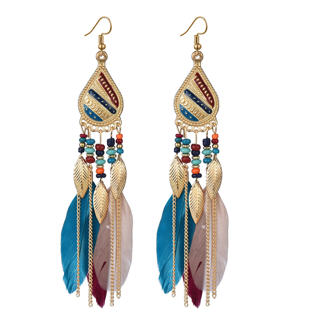 Creative personality drop line feather earrings