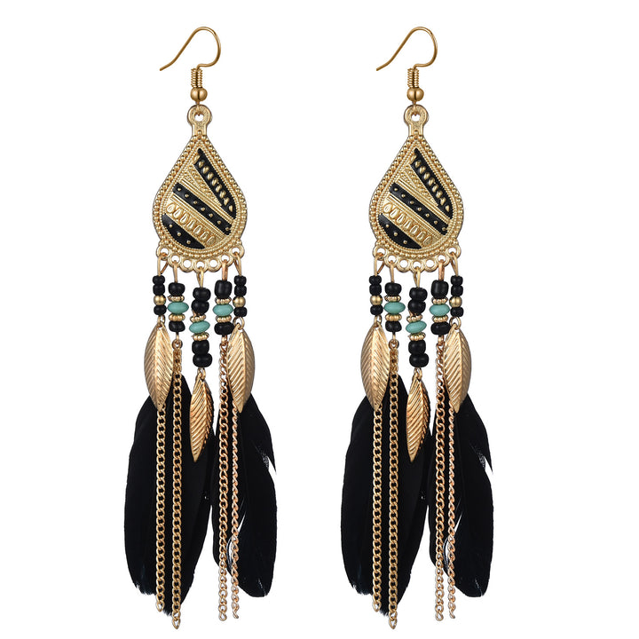 Creative personality drop line feather earrings