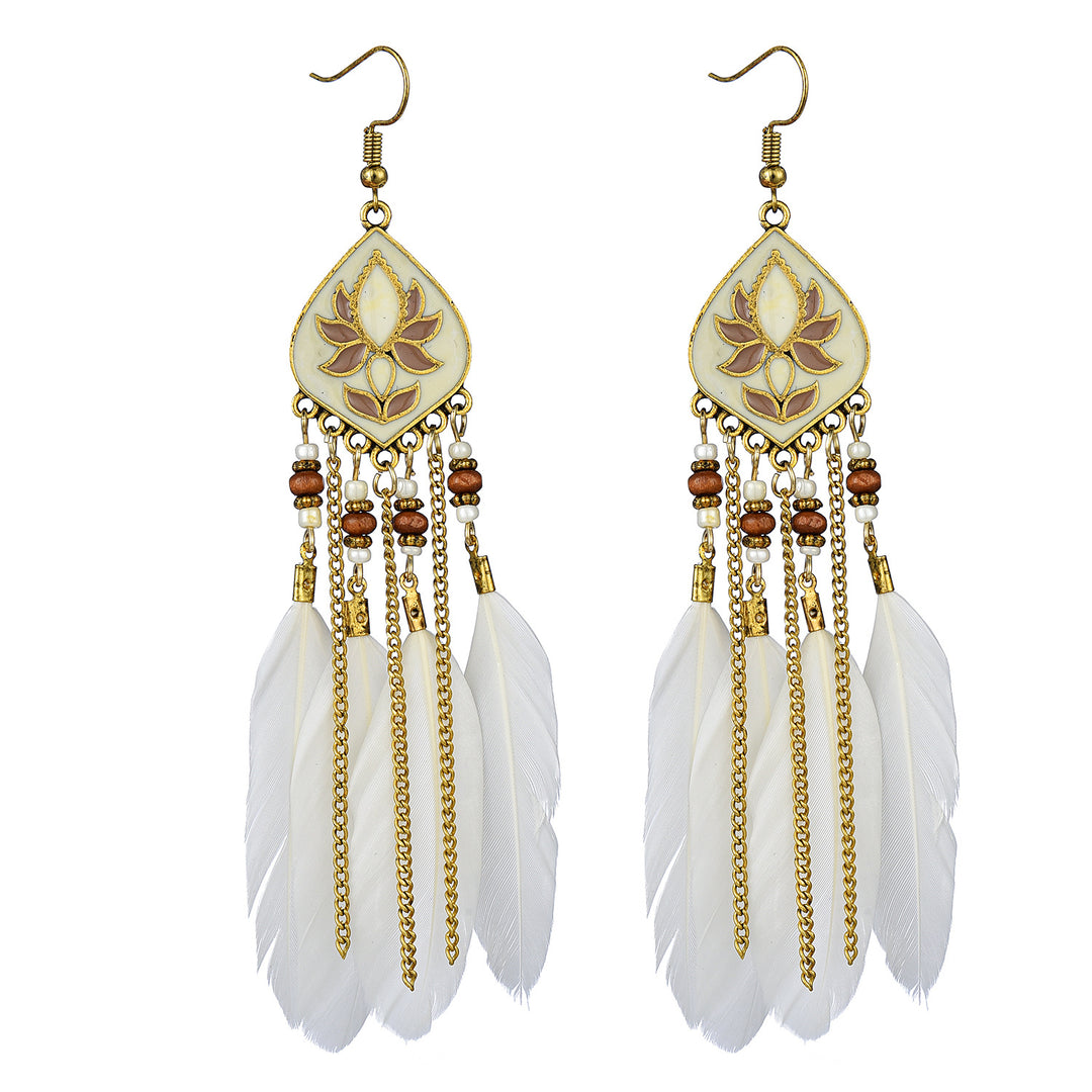 Creative personality drop line feather earrings