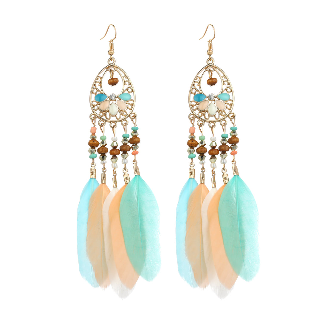 Creative personality drop line feather earrings