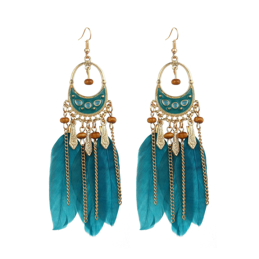 Creative personality drop line feather earrings