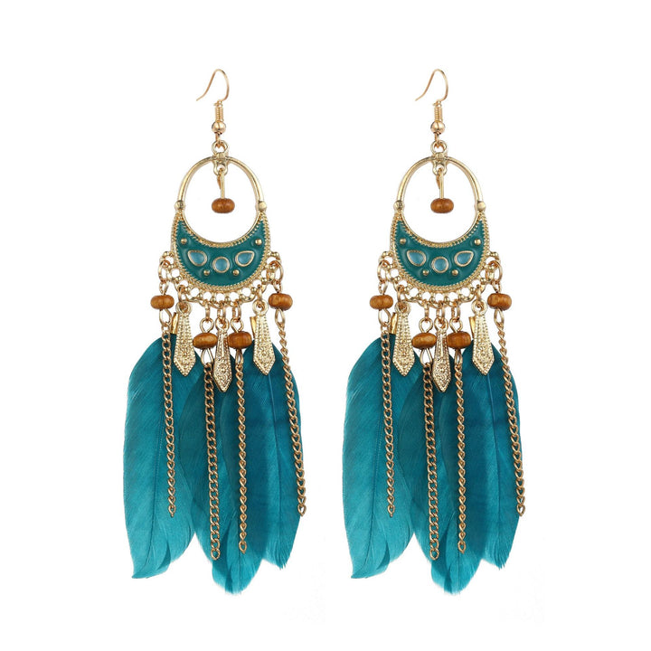 Creative personality drop line feather earrings