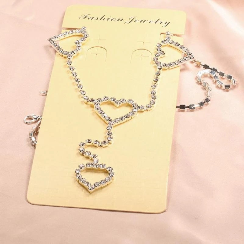 Rhinestone Heart Waist Chain Sexy Waist Jewelry