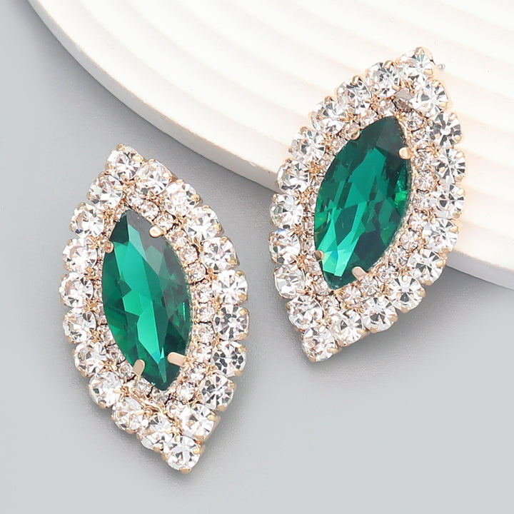 Willow Leaf Rhinestone Party Earrings