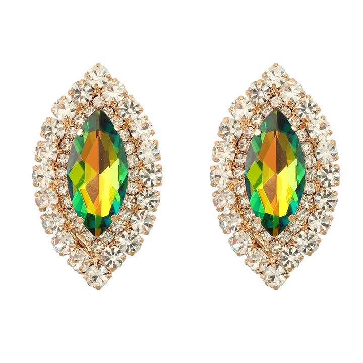 Willow Leaf Rhinestone Party Earrings