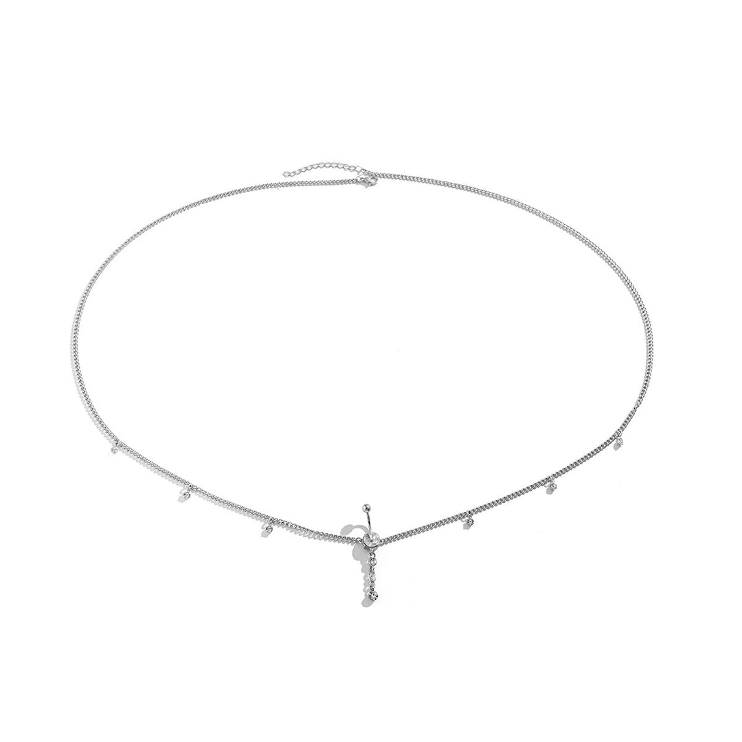 Personalized micro-paved navel stud body chain