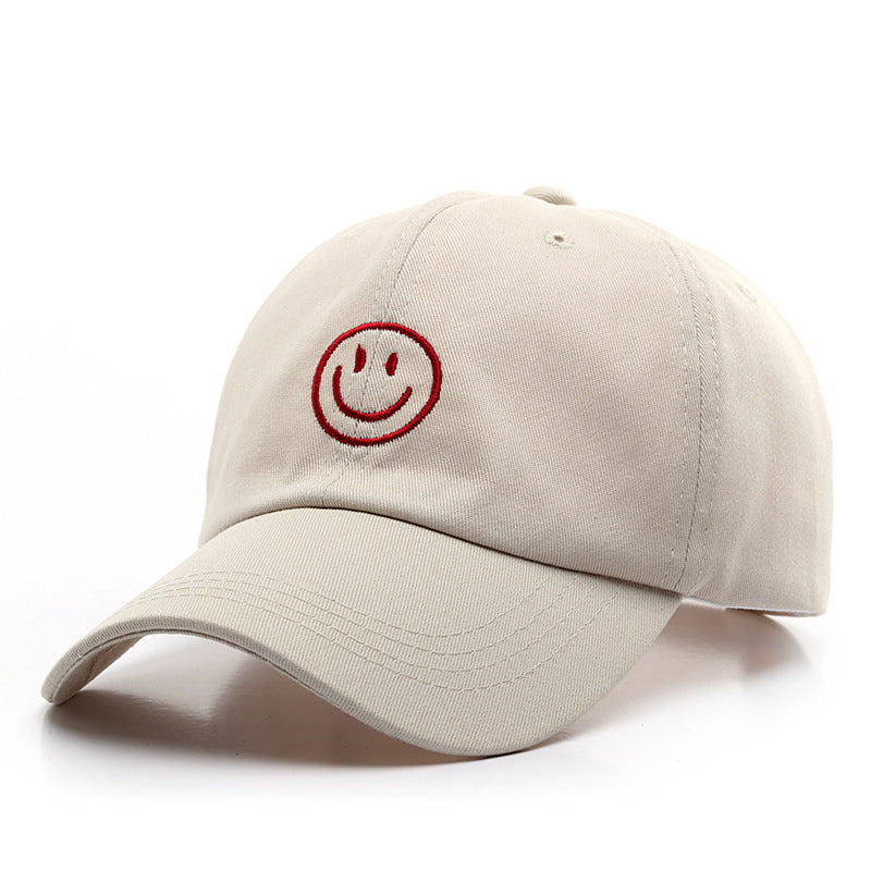 Smiley women soft top embroidery caps Korean casual hip-hop couple hats men's curved brim hats