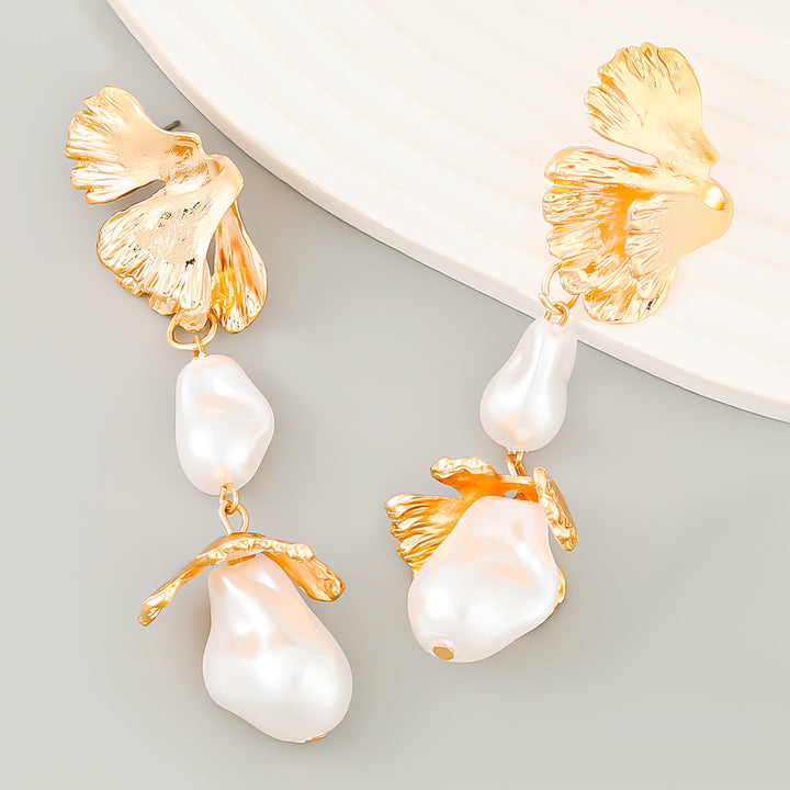 Faux Pearl Floral Earrings