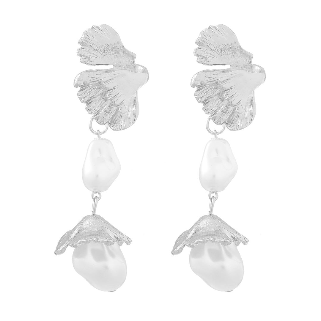 Faux Pearl Floral Earrings