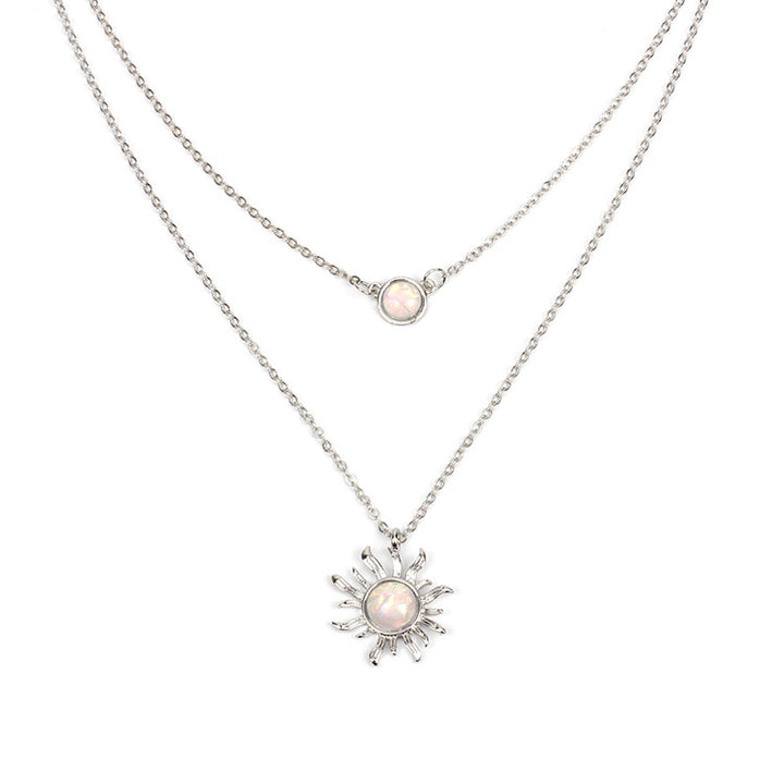 Multilayer Sunflower Opal Clavicle Chain