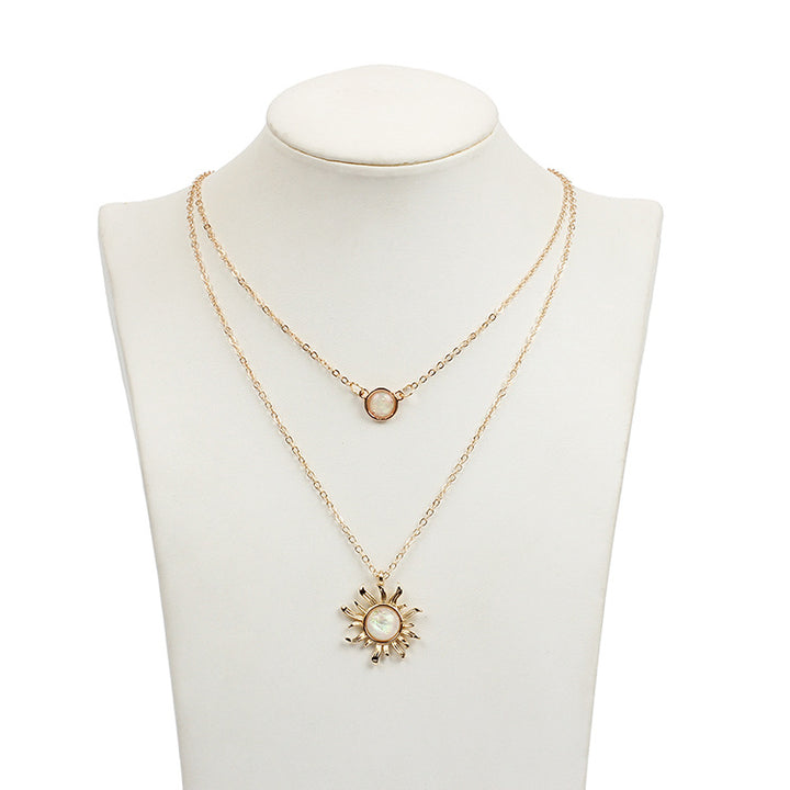 Multilayer Sunflower Opal Clavicle Chain