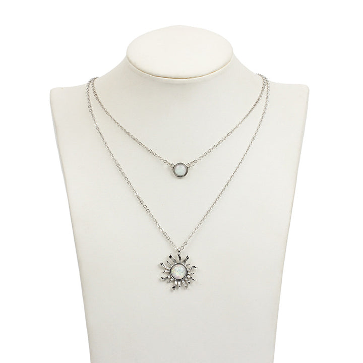 Multilayer Sunflower Opal Clavicle Chain