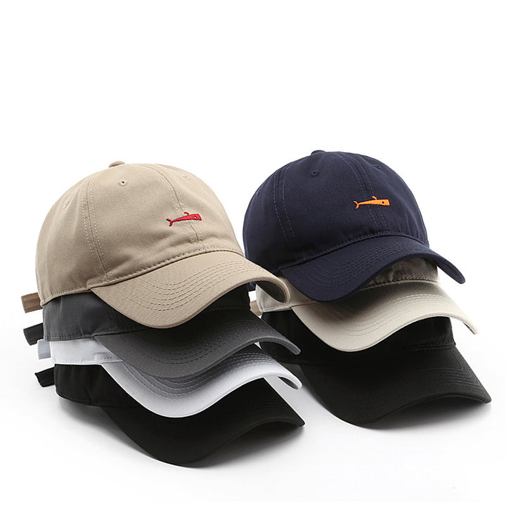 Simple tide fish embroidery caps fashion casual trend sports men and women sun shade sun hat