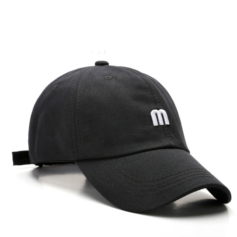 Hat M letter embroidered peak cap men's wild curved brim cotton soft top sun hat fashion simple female baseball cap