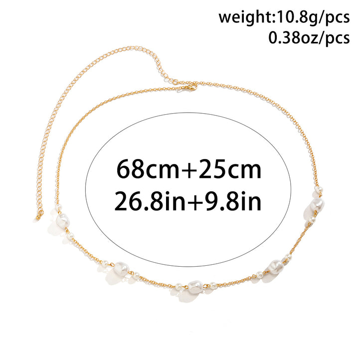 Sexy cold style millet grain pearl waist chain women's trend geometric metal chain single layer body chain