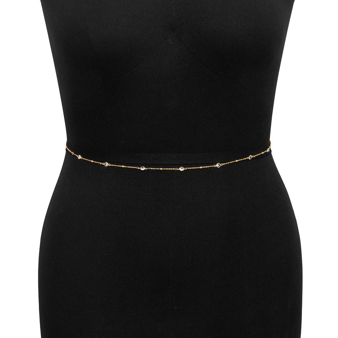 women's sexy rhinestone thin chain waist chain