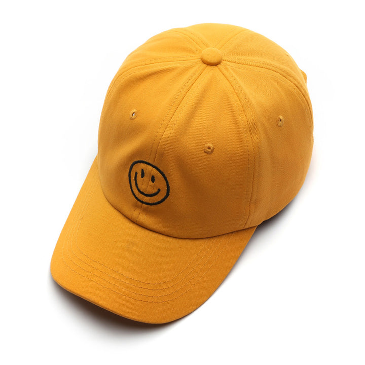 Smiley women soft top embroidery caps Korean casual hip-hop couple hats men's curved brim hats