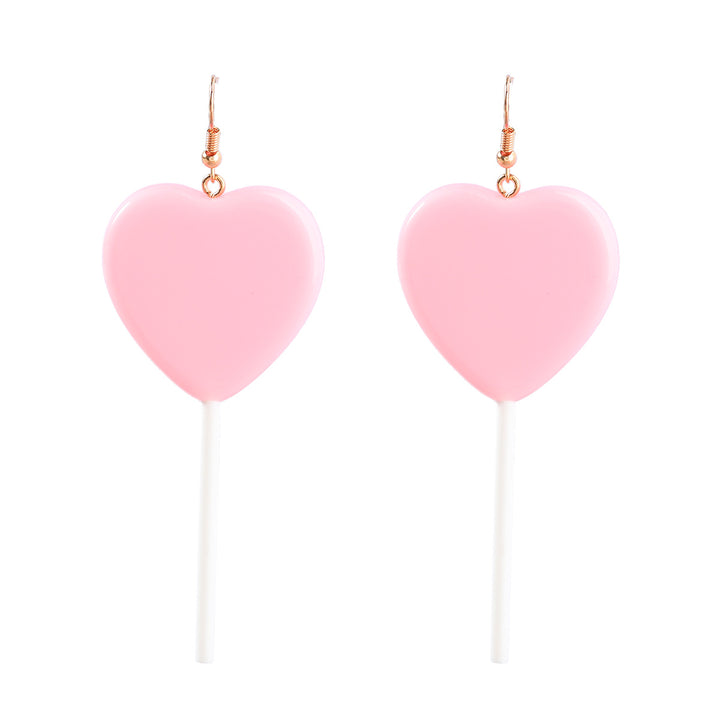 Heart Shaped Resin Lollipop Long Earrings