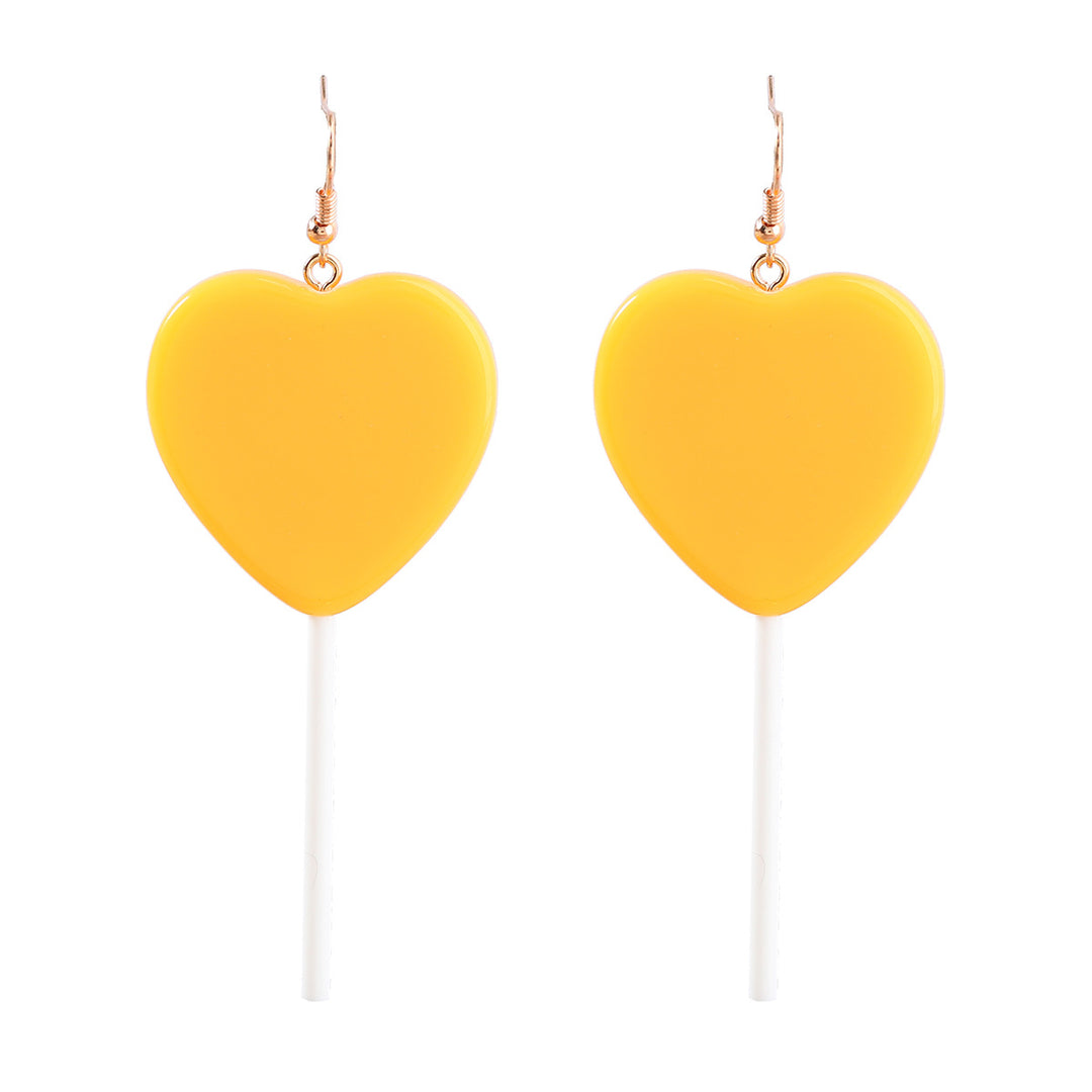 Heart Shaped Resin Lollipop Long Earrings